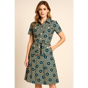 Vtg Albert Nipon 70s 2-Piece Set Geo Print Top & Pleated Skirt ILGWU‎ USA